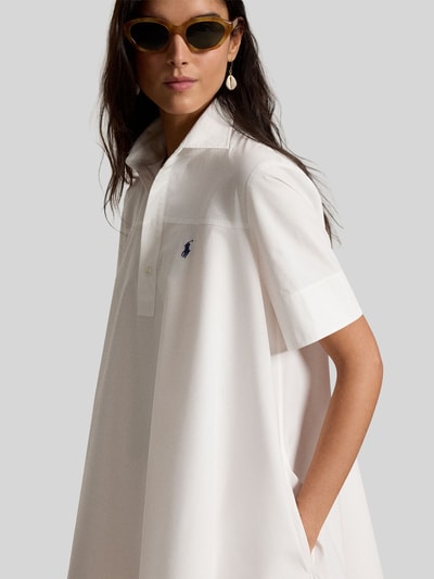 Polo Ralph Lauren Ausgestelltes Kleid aus reiner Baumwolle mit Logo-Stitching Weiss 6
