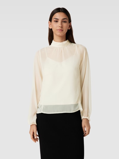 Vero Moda Semi-transparant blouseshirt met opstaande kraag, model 'RHEA' Offwhite - 4