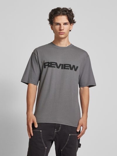 REVIEW T-Shirt mit Label-Print Dunkelgrau 4