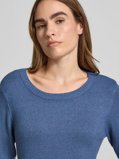 Vila Strickpullover mit gerippten Abschlüssen Rauchblau 3