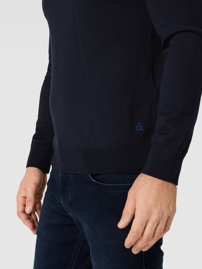 Scotch & Soda Gebreide pullover met labelstitching Marineblauw - 3