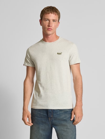 Superdry T-shirt met labelstitching Beige gemêleerd - 4
