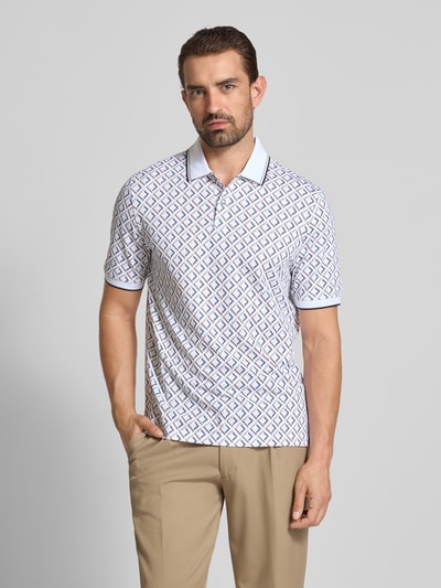 bugatti Regular Fit Poloshirt im Allover-Look Weiss 4