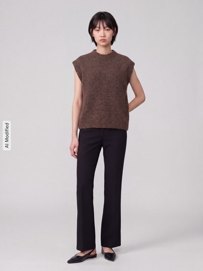 Selected Relaxed Fit Pullunder aus Woll-Mix Modell 'LULU' Taupe 1