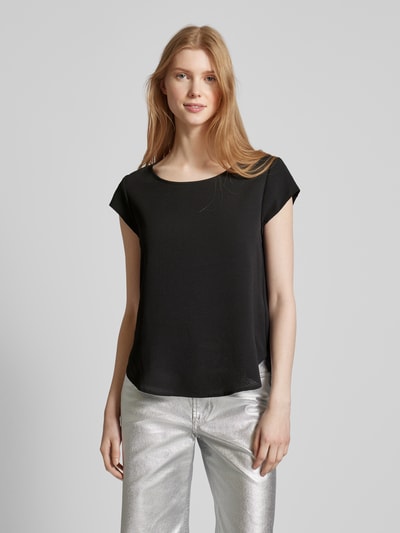 Only Blouseshirt in effen design, model 'VIC' Zwart - 4