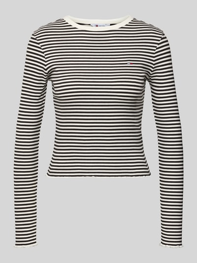Tommy Jeans Bluzka z długim rękawem o kroju slim fit z mieszanki bawełny Czarny 2
