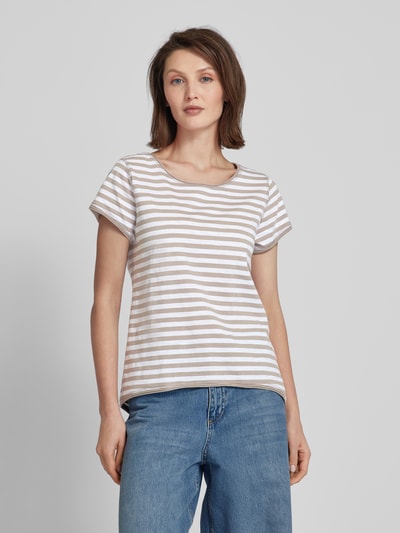 Esprit T-shirt met streepmotief Taupe - 4