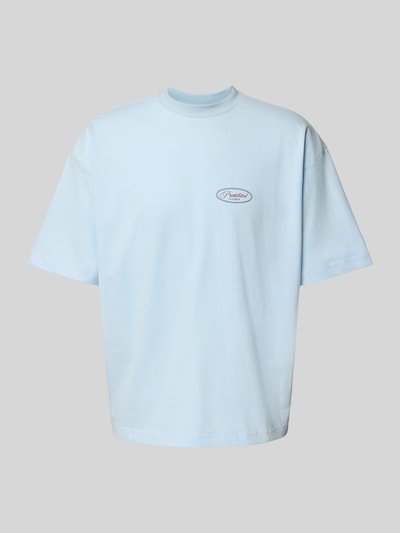 PROHIBITED T-Shirt mit Label-Stitching und Rundhalsausschnitt Hellblau 2