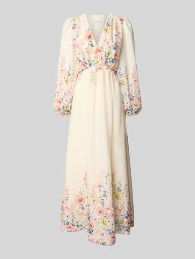 Neo Noir Maxi-jurk met V-hals, model 'SILFI' Beige - 2