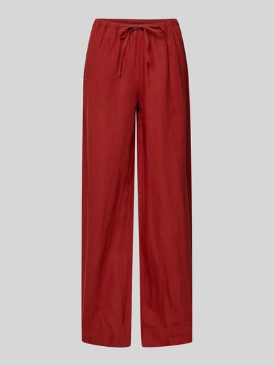 Produktfoto, Straight Fit Leinenhose aus reinem Leinen von Marc O'Polo in Rot, Optik: Unifarben, Passform: Loose-Fit, Bundabschluss: Tunnelzug, seitliche Eingrifftaschen, Gesäßtasche, Material: Leinen