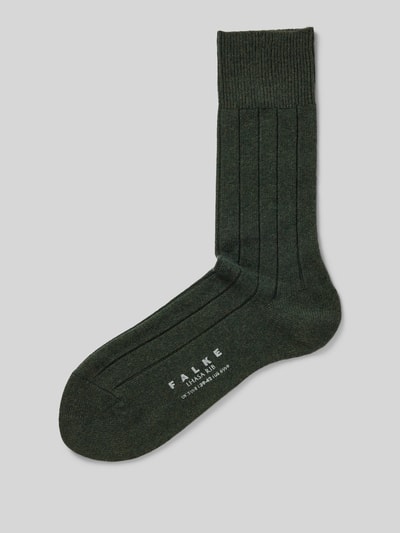 Falke Socken mit Label-Detail Modell 'LHASA' Dunkelgruen 1