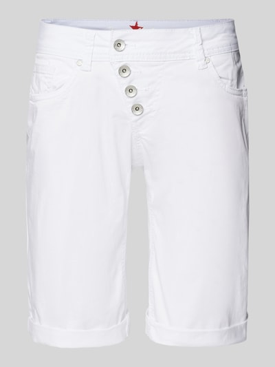 Buena Vista Szorty jeansowe o kroju straight fit z asymetryczną listwą guzikową Biały 2