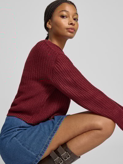 Only Kurtka z dzianiny o kroju regular fit z obniżonymi ramionami model ‘CAROL’ Bordowy 3