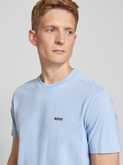 BOSS Green T-shirt met labelapplicatie, model 'Tee' Lichtblauw - 3