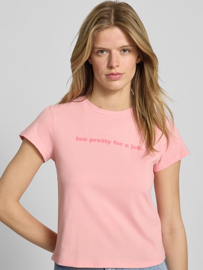 Review T-shirt met statementprint en ronde hals Roze - 3