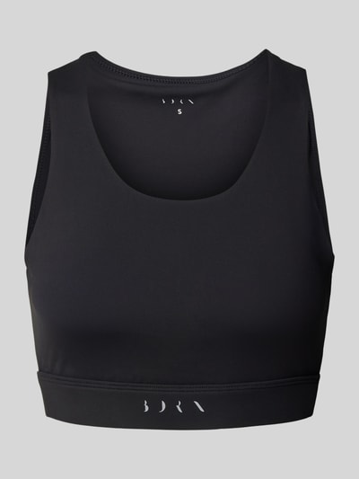 BORN LIVING YOGA Bustier met labelprint, model 'Nara' Zwart - 1