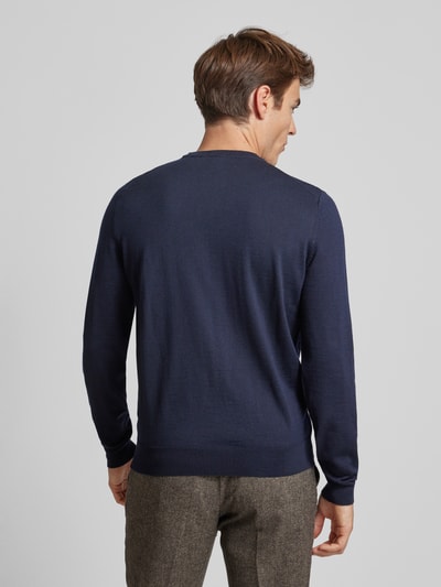 BOSS Gebreide pullover van scheerwol, model 'Botto' Marineblauw - 5