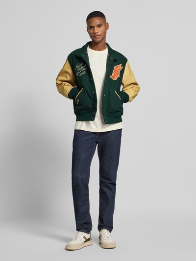 Polo Ralph Lauren College-Jacke aus Woll-Mix mit Stitchings Modell 'BROKEN' Gruen 1