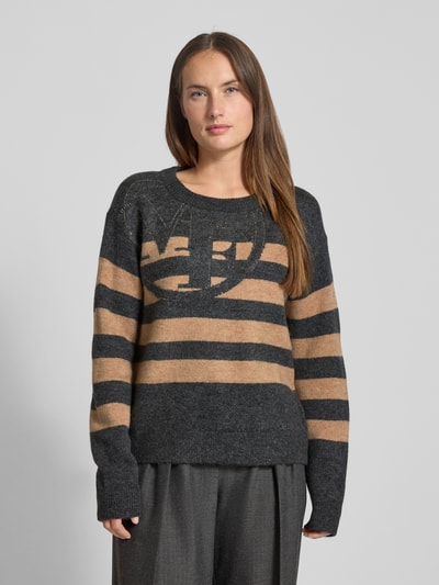 monari Gebreide pullover met ribboorden Antraciet - 4