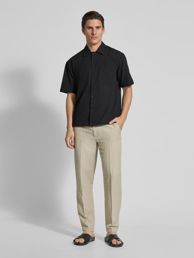 JAKE*S STUDIO MEN Regular Fit Freizeithemd mit Strukturmuster Black 1