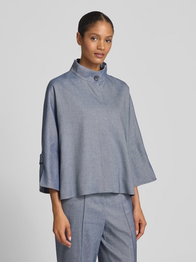 MORE Relaxed Fit Hemdjacke mit Leinen-Anteil Jeansblau 4