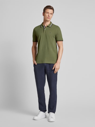 Fynch-Hatton Regular Fit Poloshirt mit Kontraststreifen Khaki Melange 1