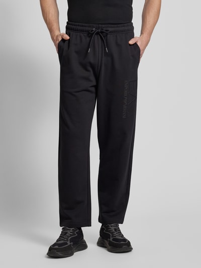 EA7 Emporio Armani Baggy fit sweatpants met labelprint Zwart - 4