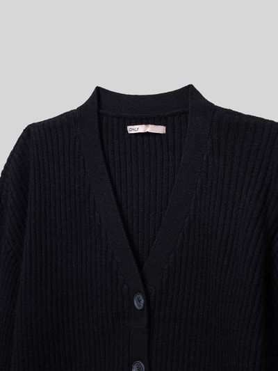 Only Regular fit gebreid jack van viscosemix, model 'MANDY' Zwart - 2