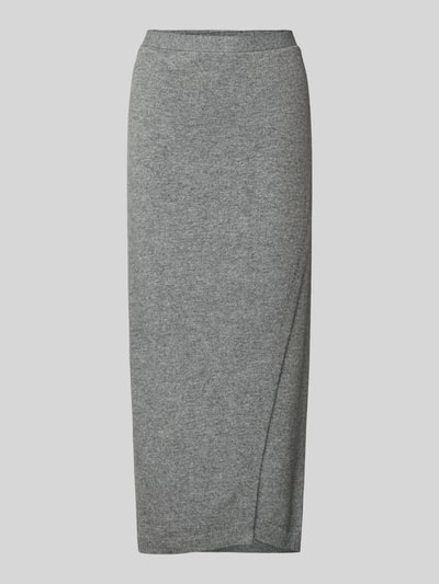 Oui Spódnica midi z mieszanki wełny z efektem dzianiny Jasnoszary melanż 2