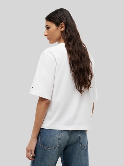 Tommy Hilfiger loose fit T-shirt van zuivere katoen met labelopschrift Ecru - 5