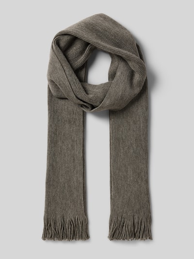 Christian Berg Men Sjaal van wolmix met franjes Donkergrijs gemêleerd - 1