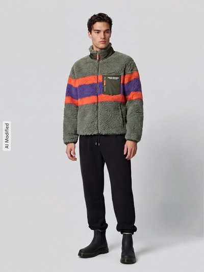 Polo Ralph Lauren Teddyjacke mit kontrastierender Brusttasche Oliv 1