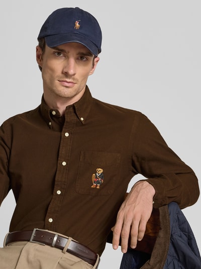 Polo Ralph Lauren Custom Fit Freizeithemd mit Motiv-Stitching Dunkelbraun 3