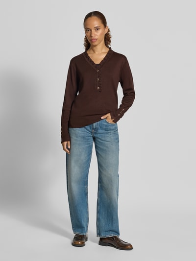 FREE/QUENT Relaxed Fit Pullover mit Alpaka-Anteil Modell 'Dido' Dunkelbraun Melange 1