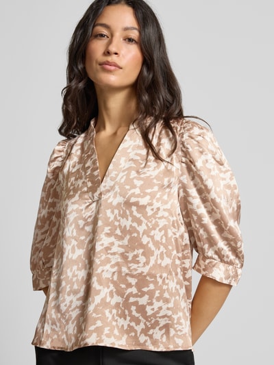 Neo Noir Blouseshirt met V-hals, model 'Roella' Beige - 3