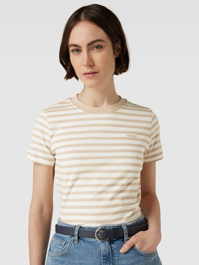 Gant T-Shirt mit Streifenmuster Sand 3