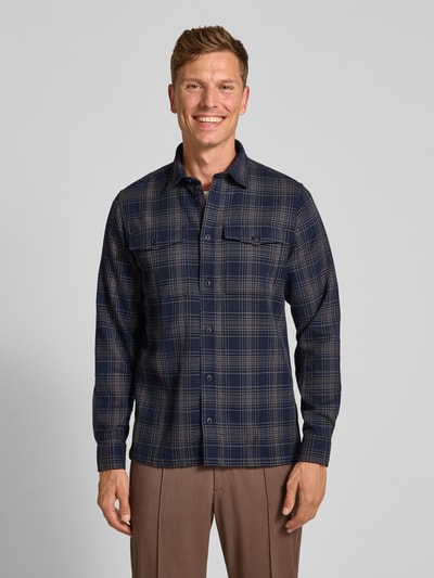 Casual Friday Regular fit overhemdjack met viscose, model 'Gorm' Donkerblauw - 4