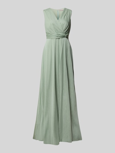 Christian Berg Cocktail Abendkleid in Wickel-Optik Khaki Melange 2
