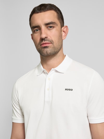 HUGO Poloshirt mit Label-Print Modell 'Donos' Kitt 3