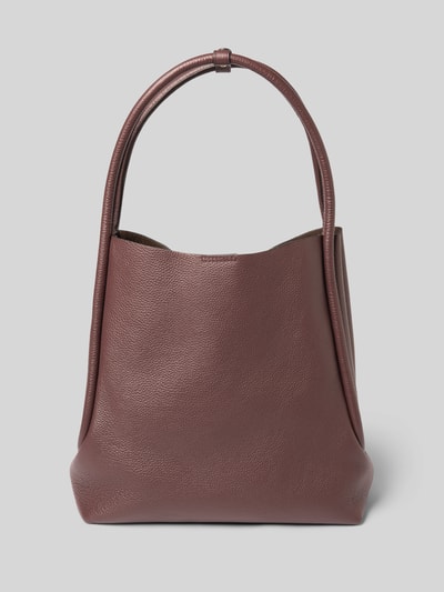 Produktfoto, Handtasche aus echtem Leder Modell 'WILLOW' von Abro, bruin leer, Hoofdvak met magneetsluiting, smalle schouderband, logodetail, uitneembare binnenzakken, Breedte 30 cm, Lengte 35 cm, Diepte 15 cm, bandlengte 52 cm