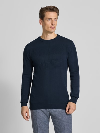 Lindbergh Gebreide pullover met ribboorden Donkerblauw - 4