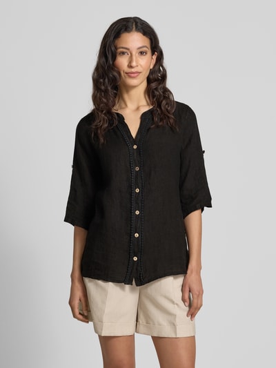 ZABAIONE Regular Fit Leinenbluse mit 3/4-Arm Black 4