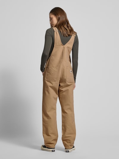 Carhartt Work In Progress Straight leg tuinbroek met labelpatch, model 'Bib' Zand - 5