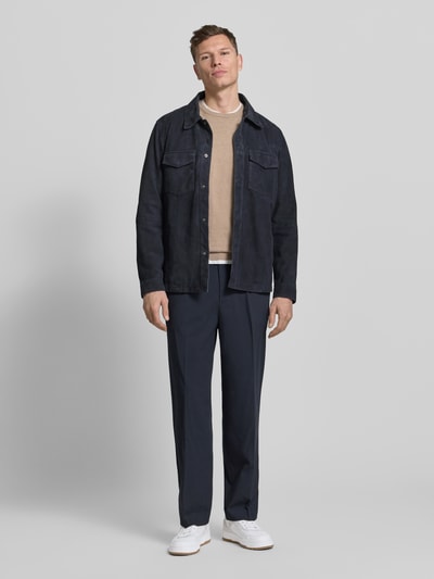 JOOP! COLLECTION Lederjacke mit Kentkragen Modell 'Atorn' Marine 1