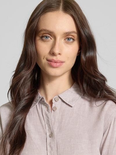 Vero Moda Bluzka lniana o pudełkowym kroju z karczkiem model ‘LINN’ Écru 3