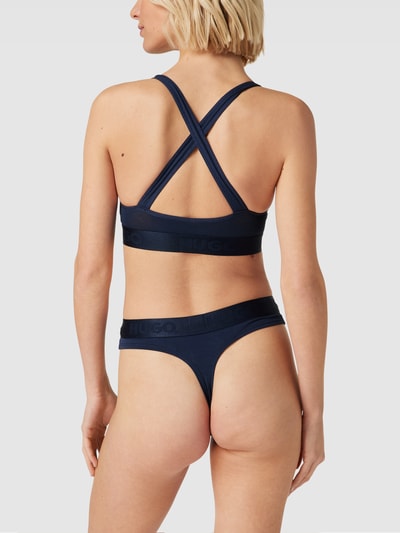 HUGO Bralette met gekruiste bandjes op de rug, model 'Sporty' Marineblauw - 4