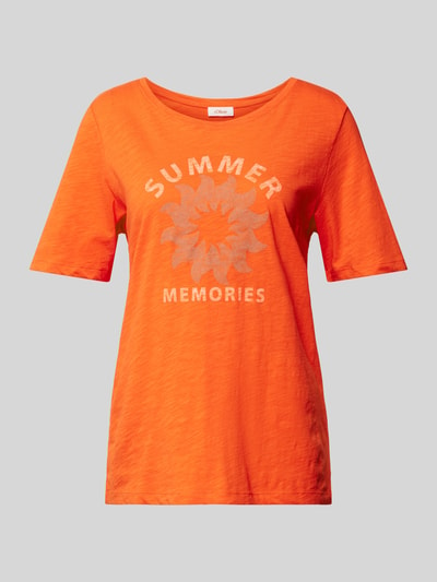 s.Oliver RED LABEL T-shirt z nadrukiem ze sloganem Pomarańczowy 2