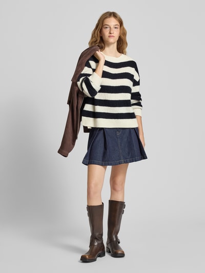 Windsor Gebreide pullover van een mix van scheerwol en kasjmier met ronde hals Marineblauw - 1