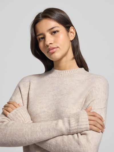 Vero Moda Oversized Strickpullover mit Mock Neck Modell 'LEFILE' Beige 3