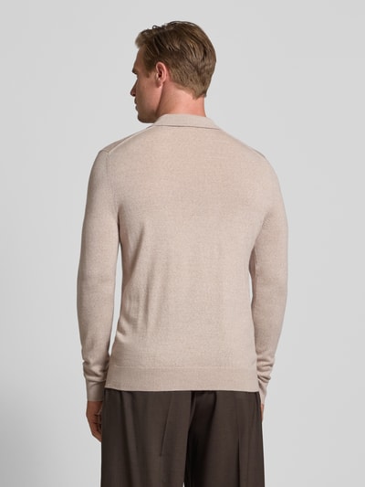 Christian Berg Men Strickpullover aus Merino-Mix mit Umlegekragen Sand Melange 5